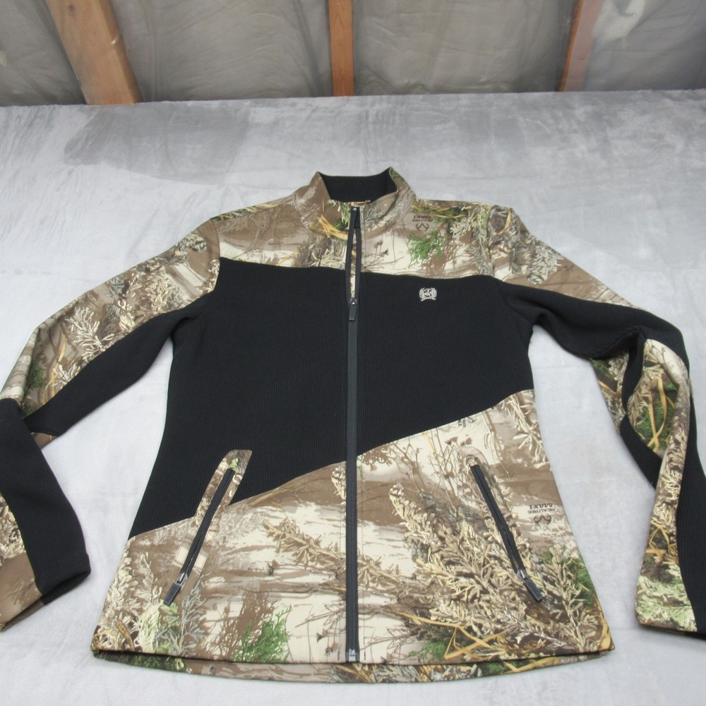 Cinch Jacket Womens Medium? Black Realtree Max-1 Camo Ribbed Full‎ Zip Hunting